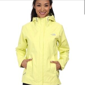 The North Face highlighter Yellow Hooded Rain Jacket
